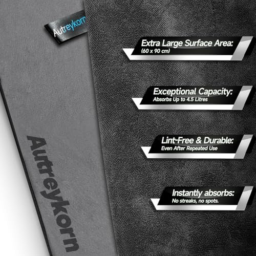 Autreykorn XXL Car Microfibre Cloth (90 x 60 cm) 700 GSM Ultra Absorbent Microfibre, Fast Drying without Streaks, Perfect for Car, Motorcycle, Boat and Vehicle Detailing