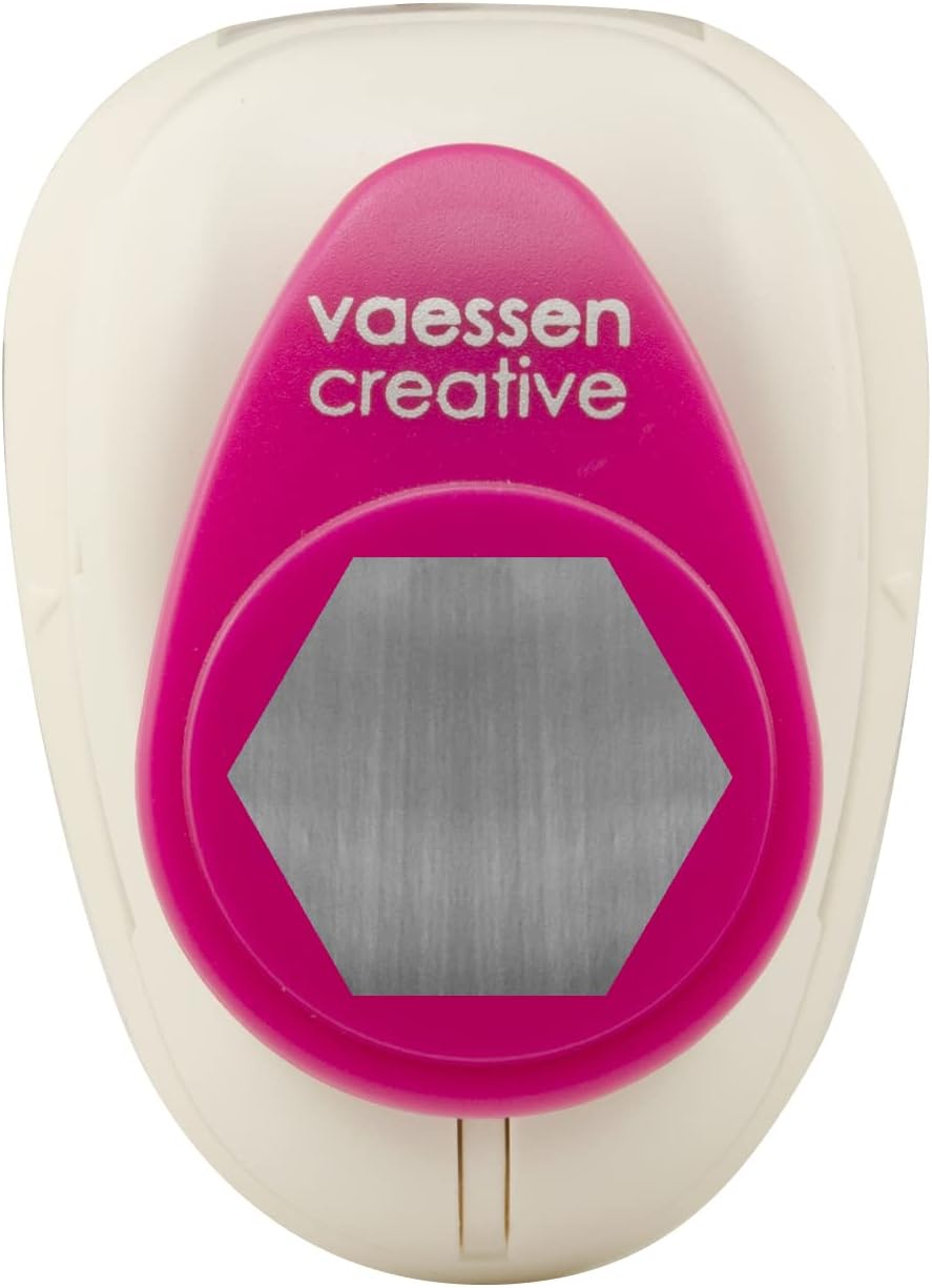 Vaessen Creative Hexagon Paper Punch 2.2 x 2.5 cm White Pink Craft Cutter