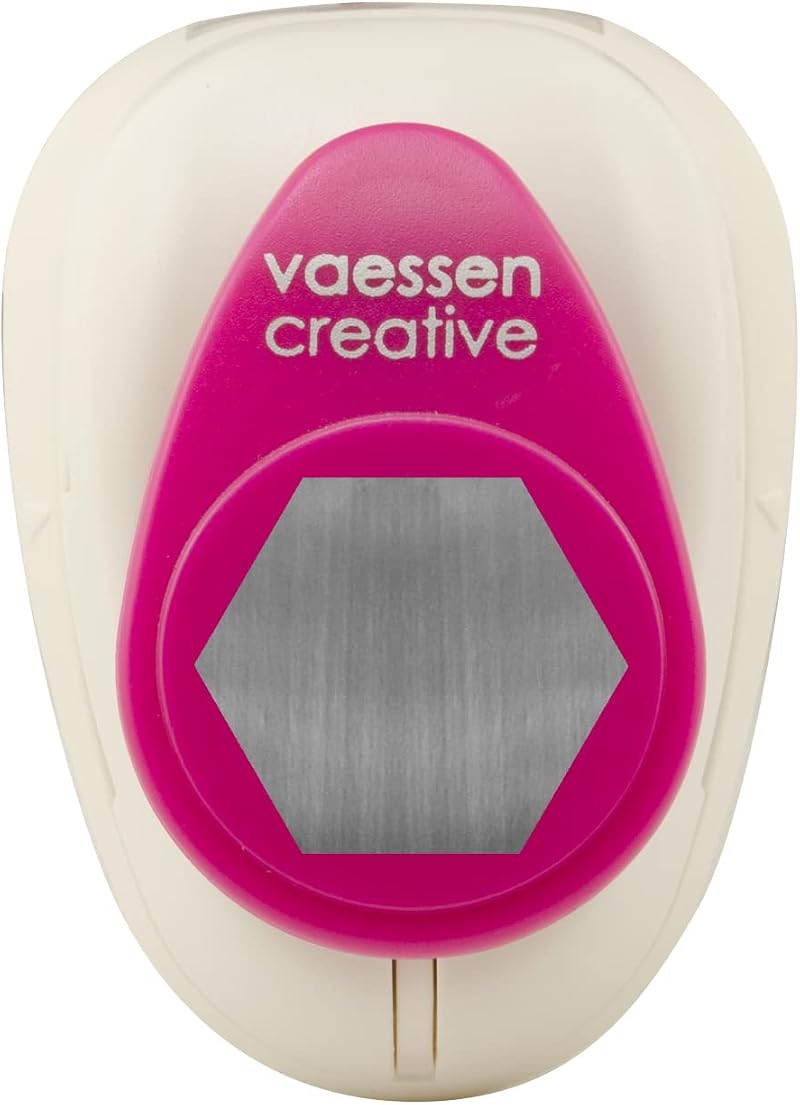 Vaessen Creative Hexagon Paper Punch 2.2 x 2.5 cm White Pink Craft Cutter