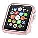 Leotop Compatible with Apple Watch Case 38mm 42mm, Compatible iWatch Bumper Metal Protective Cover Aluminum Alloy Frame Bling Shiny Protector Compatible Apple Watch Series 3/2/1(Matte Rose Gold, 38mm)