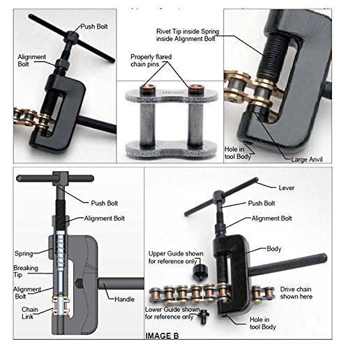 Motorcyle Chain Cutter / Rivet Tool - Chain Breaker and Riveting Set for Atv and Bike , 13 Piece Riveter Set with Carrying Case - Thumbnail 3