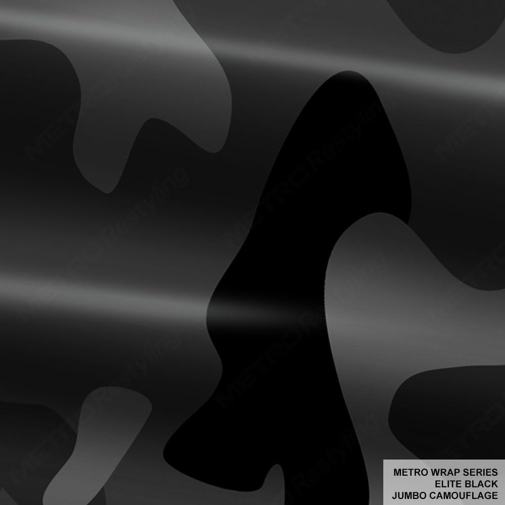 Metro Wrap Series Elite Black Jumbo Camouflage 5ft x 20ft (100 sq/ft) Camo Vinyl Car Wrap Film