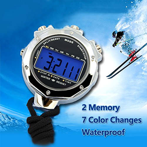LAOPAO Stopwatch,1/100th Second 2 Lap Memory, Clock Daily Rainproof Digital Timer for Sports Match,Competition,Coach,Referee,Training,Timing