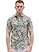Allegra K Men Short Sleeve Button Down Slim Fit Floral Shirt