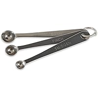 RSVP International Endurance Kitchen Collection Measuring Tools, Dishwasher Safe, Smidgen, 3 Piece, Stainless Steel