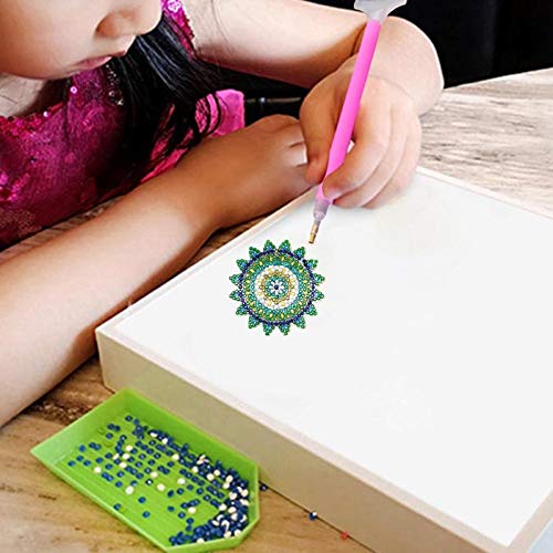 5D DIY Diamond Painting Keychain, 5pcs Mandala Shape, Mosaic Making Full Drill Special Shape Diamond Painting Kit for Bags, Smartphone Straps, 5 Pack - Thumbnail 7