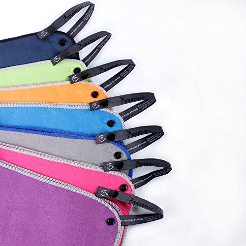 Syourself Microfiber Sports & Travel Towel with Travel Bag & Carabiner, Blue, XL:72"x32" 1pack