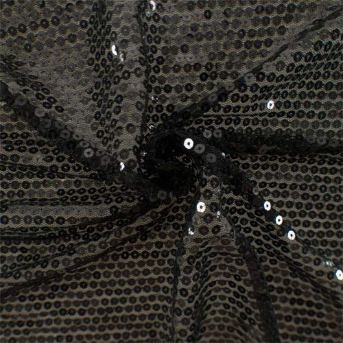 Sheer Black Sequined Mesh, Fabric by The Yard - Thumbnail 3