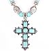 Winson Fashion Jewelry Set Women Blue Turquoise Cross Pendant Necklace Earring Set