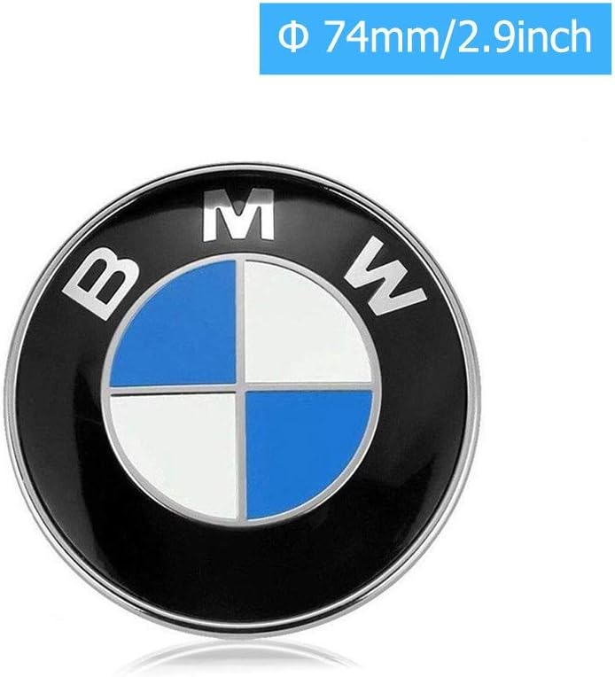car sales 74mm BW Emblem, 2 Pin Replacement Badge Hood or Trunk Logo Fit for BW 3-Series, 5-Series, 6-Series, 7-Series, X1, X3, X5 (74mm)