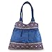 NOVICA Handmade Embroidered Shoulder Bag with Zipper, Blue and Rose Mandalas'