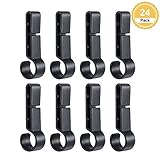 Canomo Pack of 24 Helmet Headlamp Clips Hardhat Hooks for Helmet, Hard Hat, Safety Cap, Black