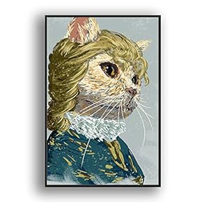 Framed Canvas Wall Art for Living Room, Bedroom Funny Cats Abstract Oil Painting Features Canvas Prints for Home Decoration Ready to Hanging - 16x24 inches