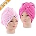 2PCS Turban, Microfiber Dry Hair Towels for Hair Turban Wrap (Rose Red+Pink)