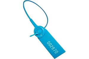 XF-VEL Plastic Numbered Security Seal Pull Tight Padlock Safety Tag Tamper Proof Tie Disposable Self-Locking Seals 11” Length,100pcs,Blue