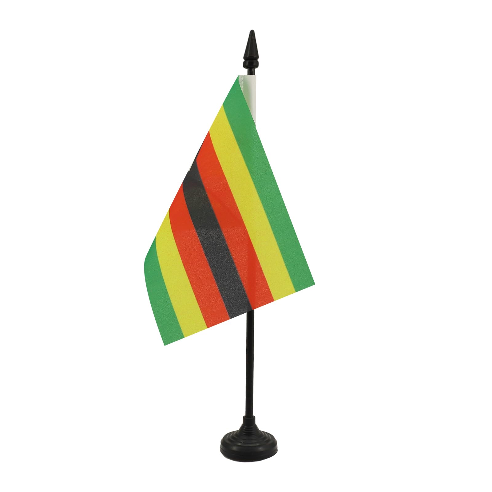 AZ FLAG - Zimbabwe Table Flag 4'' x 6'' - Zimbabwean Office Mini Banner 100% Polyester 15 x 10 cm - Mini Desk Flag with 10'' Pole and Black Plastic Base