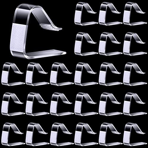 24 Pieces Clear Table Skirting Clips Plastic Table Cloth Hold Down