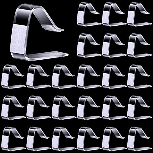 24 Pieces Clear Table Skirting Clips Plastic Table Cloth Hold Down Plastic Tablecloth Clips for