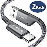 USB C Cable, [2Pack/6.6ft] Eakase USB Type C to USB A Nylon Braided Fast Charger Cord Compatible with Samsung Galaxy S9 S8 Note 9 8, LG V20 G5 G6, Pixel, Nexus 5 X 6P, Moto Z, Nintendo Switch (Grey)
