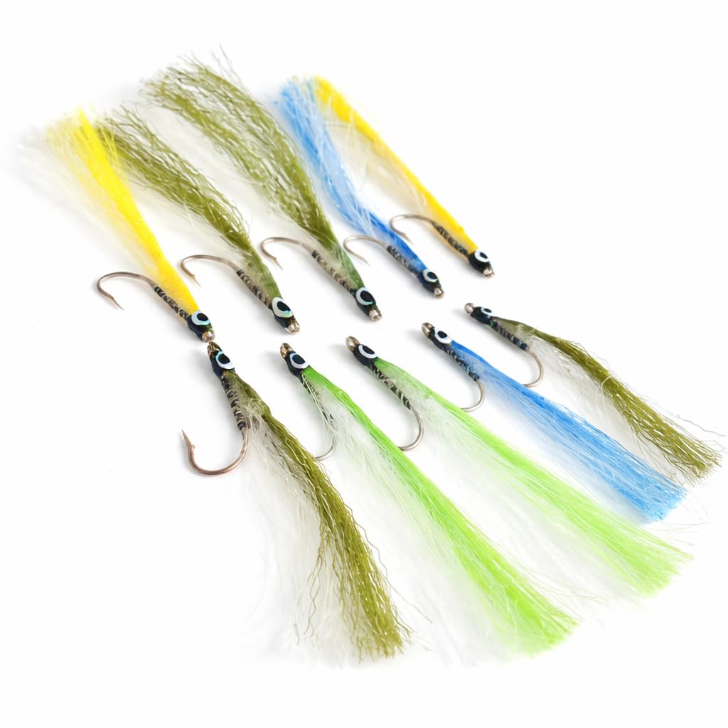 BestCity Surf Candy Saltwater Fly Fishing Lures – Epoxy Streamer Flies for Sea Bass, Mackerel & Saltwater Species (Pack of 10, Sizes 4–8)