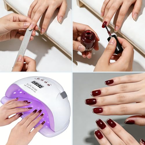 CARYWON - Lámpara de Uñas, 200W 45 UV LED Lámpara de Uñas para Esmalte de Gel, Secador de Uñas con 4 Ajustes de Temporizador y Pantalla LCD, Lámpara de gel de Curado Portátil más Rápido