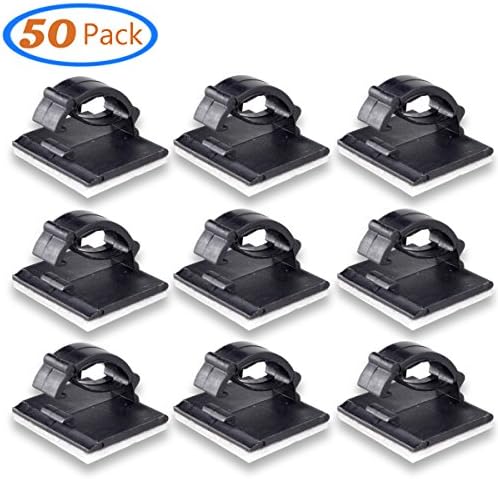 Cable Clips Organizer - Cord Management Clamps, Desktop Cord Holder Hider, Conshine Self Adhesive Charging Cable Management System for Car, Office and Home (50-Pack)