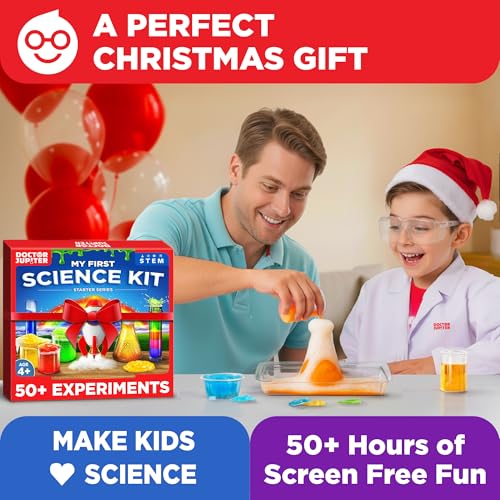 Doctor Jupiter Science Experiments Kit for Kids Ages 4+ | Birthday Gift for 4-5-6-7 Years Old Girls and Boys | STEM Toys | Chemistry Set | 50+ Experiments Starter Series
