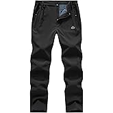 BASUDAM Men's Utility Work Pants Snow Waterproof Softshell Winter Fleece Lined Insulated Outdoor Mountain