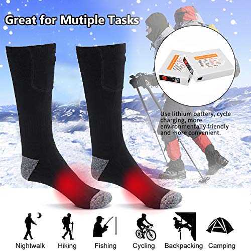 JINGOU Rechargeable Heated Socks Remote Control Electric Socks 3 Heating Settings Winter Thermal Socks for Women Men Outdoor Activities, Smart Li- Polymer Battery Socks