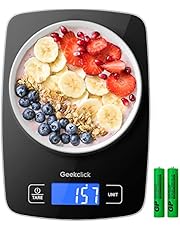 Geekclick Food Scale, 22lb Digital Kitchen Scale Weight Grams and oz for Cooking, Baking and Meal Prep, 1g/0.05oz Precise Graduation, Tempered Glass Scale