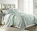 Chezmoi Collection Katy 3-Piece Solid Raw Edge 100% Cotton Pre-Washed Soft-Finished Quilt Set (King, Seafoam Green)