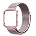 For Fitbit Blaze Band,Yichan Nylon Sport Loop with Hook and Loop Adjustable Fastener Wrist Strap & Metal Frame Housing for Fitbit Blaze Smart Fitness Watch,Pink Sand