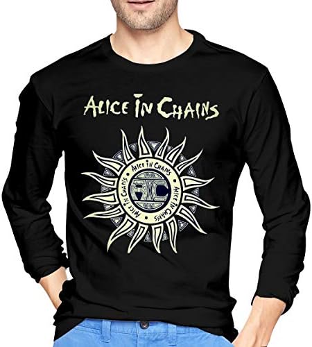 JAY QUINN Mens Classic Alice in Chains Long Sleeve T-Shirts Black