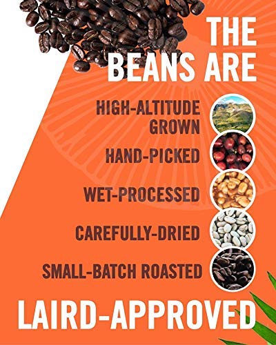 Laird Superfood Peruvian Medium Roast Coffee with Functional Mushrooms, Certified Organic Peruvian Ground Coffee Beans, Gluten-Free, Dairy-Free, Non-GMO, Paleo, Keto Friendly, 12 oz. Bag