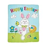 Bunny w/ Basket of Eggs Easter Throw Blanket 50