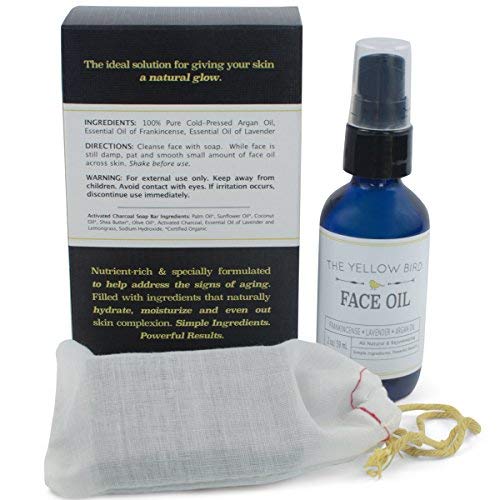 All Natural Charcoal Face Soap & Moisturizing Face Oil Set. Acne Skincare Kit. Gentle Facial Soap & Anti-Aging Face Oil Moisturizer for Dry Sensitive Skin. Dry Skin Treatment for Men and Women.