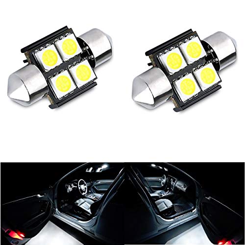 (2019 Model) TRINITY SPACE Extremely Bright Festoon LED Interior Car Lights Error Free CANBUS 4-SMD 3030 Chipsets, 211-2 212-2 569 6451, Xenon White, No Hyper Flash (31mm)