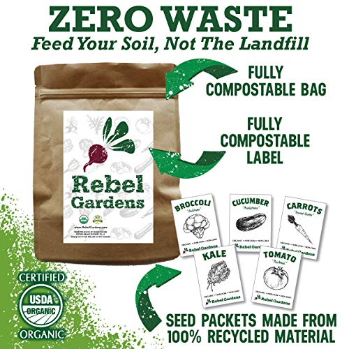 Rebel Gardens Organic Herb Seeds - USA Grown Non GMO Heirloom Seed for Planting Indoors or Outdoors Garden (10 Culinary Variety Pack)