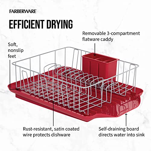 Farberware 3Piece Dish Rack Set, Red Pricepulse
