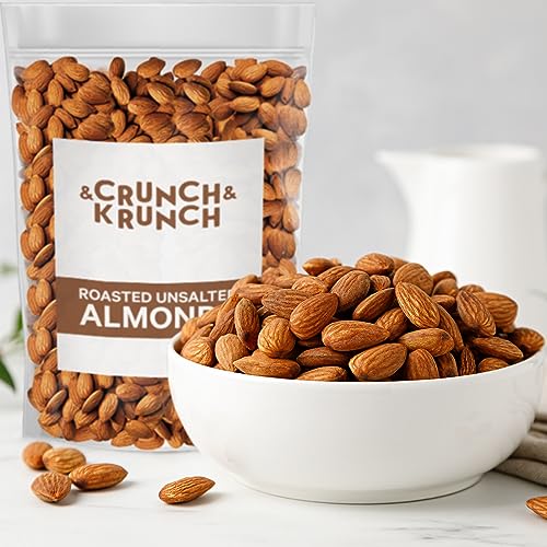 ROASTED ALMONDS UNSALTED – FRESH AND DELICIOUS GUILT FREE HEALTHY KETO SNACK WHOLE UNSALTED NUTS STEAM PASTEURIZED PACKED IN RESEALABLE BAG, LOW CALORIES, VEGAN, GLUTEN-FREE, 3LB