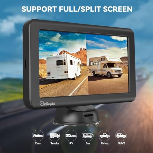 eRapta 2 Magnetic Reversing Cameras Wireless with 7 Inch 1080P Monitor: 9600 mAh Battery 2 Mins DIY Installation & Dual Split Wireless Reversing Camera, IP69K Waterproof Reversing Cameras for Car, Truck, Van