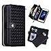 Urvoix iPhone 7 Plus / 8 Plus Case, Woven Skin Leather Zipper Wallet Detachable/Separable Magnetic Back Shell Cover/Hand Strap, Card Slots for iPhone 7 Plus / 8 Plus(5.5-inches Version) Black