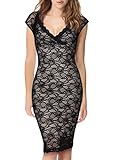 Miusol® Women's Black Floral Lace Fashion Halter Evening Dress