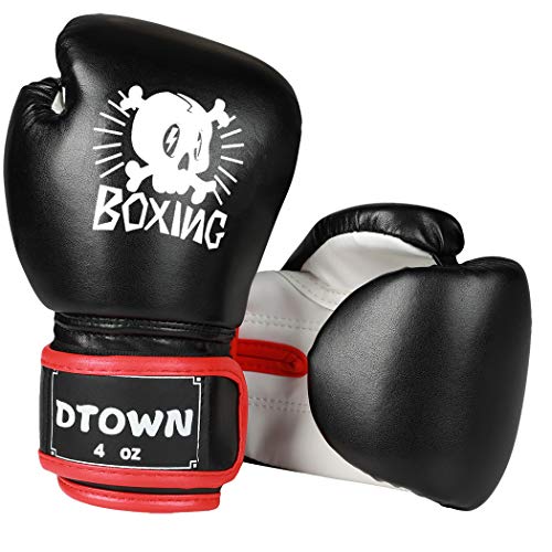 Dtown Kids Boxing Gloves 6oz Training Gloves for Youth Age 7 to 12 Years PU Leather (Black 02, 6 OZ) - Thumbnail 6