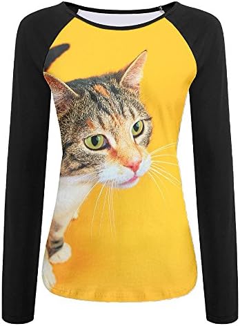 Tokuy Women's Animals Cats Funny Cat Comfort Long Sleeve T-Shirt