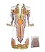 DH APPLE Women Bohemian V Neck Vintage Printed Ethnic Style Summer Shift Dress (M)