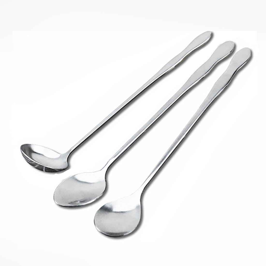 InBlossoms Long Handle Spoon,8-inch Stainless Steel Iced Teaspoon for Mixing,Tea,Milkshake,Coffee,3 Different Shape
