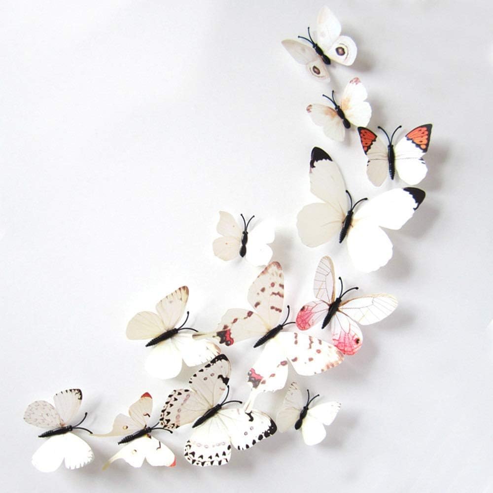 Onlineshoppee 12pcs/Set 3D Wall Stickers Butterfly Fridge Magnet for Wall DÈcor