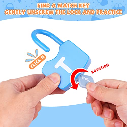 AXEARTE Montessori Educational Toys Alphabet Learning Locks and Keys