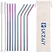 LKZAIY Metal Straws Stainless Steel Straw Reusable Drinking Straws 8.5" Colorful Rainbow Straws 8 Set [ 4 Straight, 4 Curved ]for 20 Oz Yeti Rtic Ozark Trail Wine Tumblers with Dual 9" Cleaning Brush